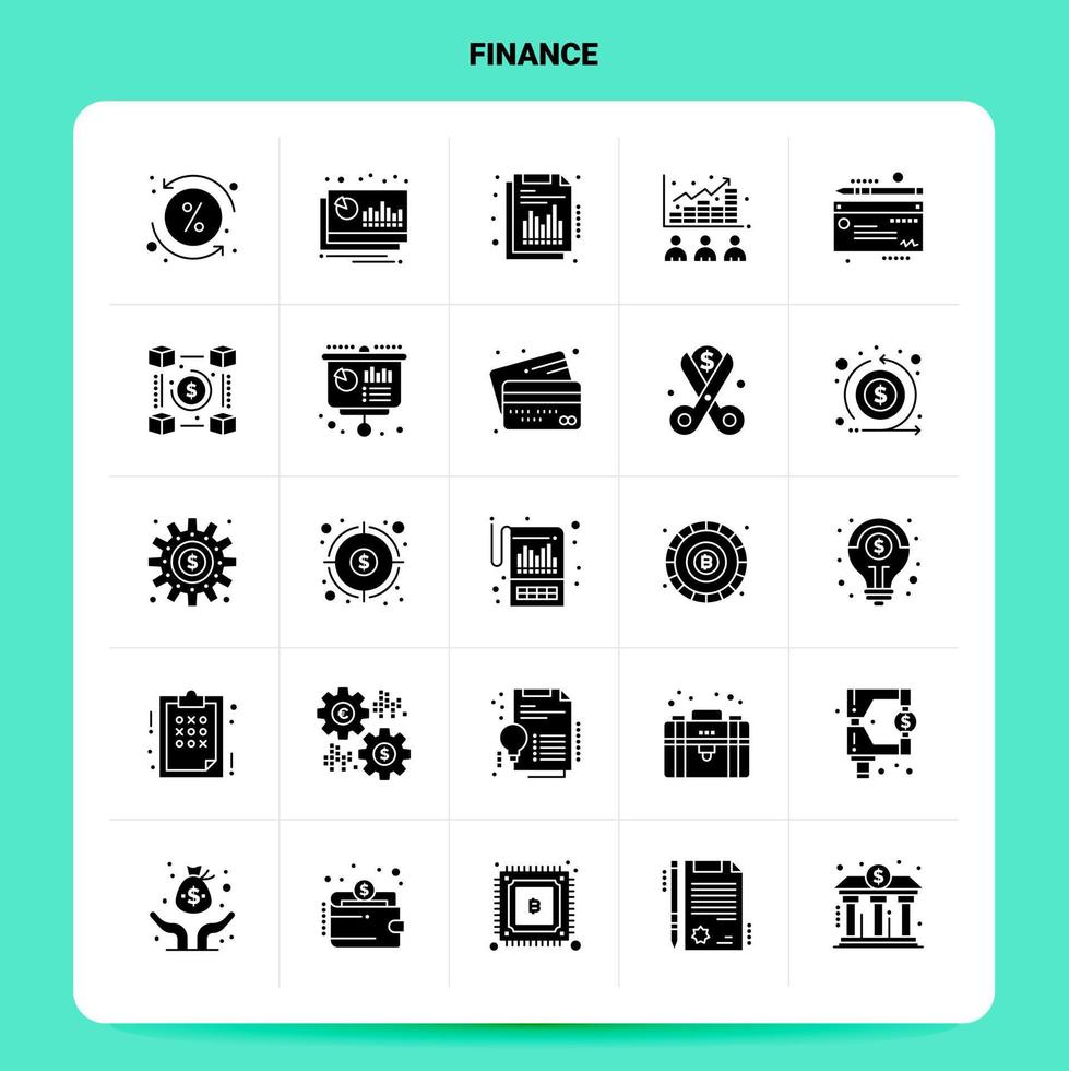 ensemble d'icônes de finance solide 25 conception de style de glyphe vectoriel icônes noires définies illustration vectorielle de conception d'idées d'affaires web et mobile