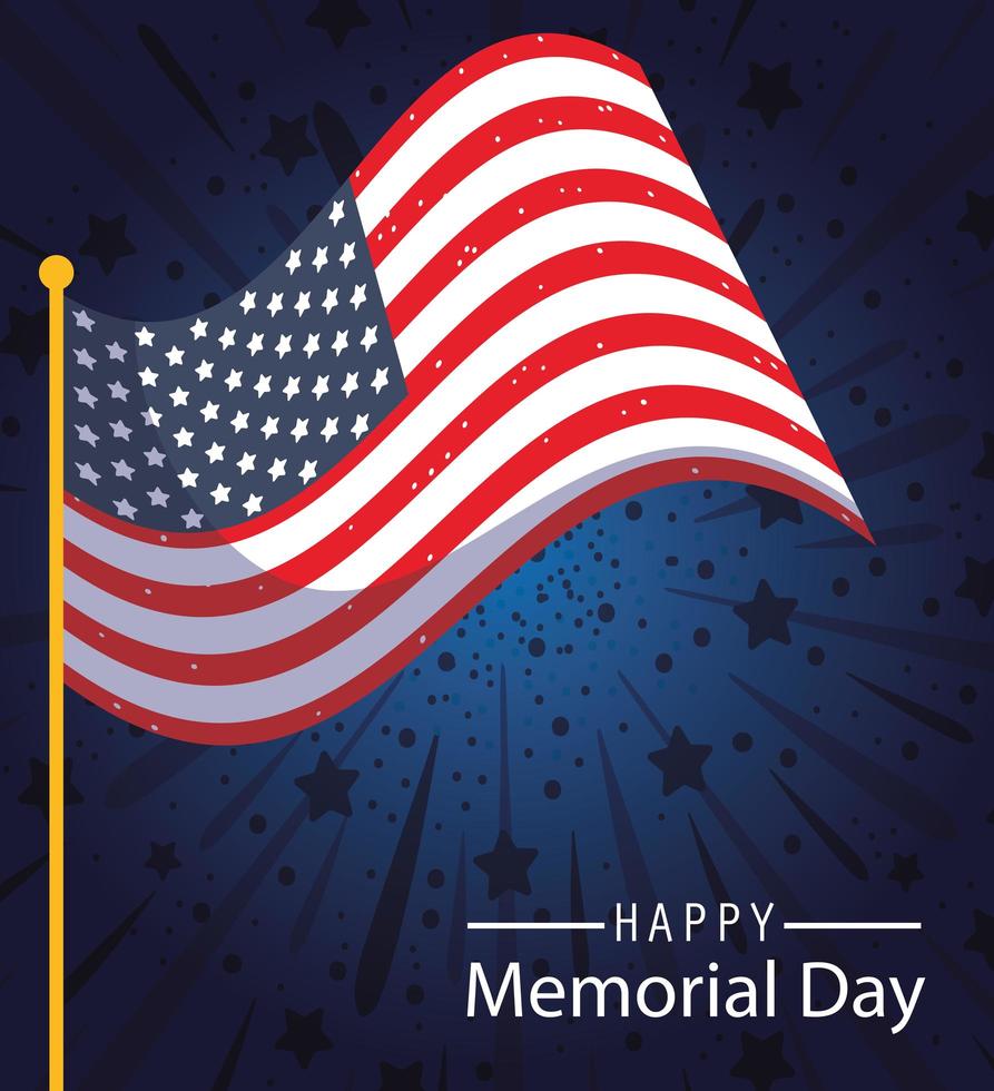 bannière de célébration du jour du souvenir avec drapeau américain vecteur