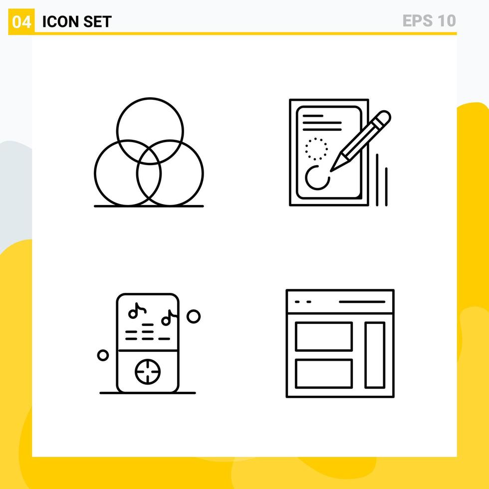 collection de 4 icônes de ligne universelles. jeu d'icônes pour le web et le mobile. vecteur
