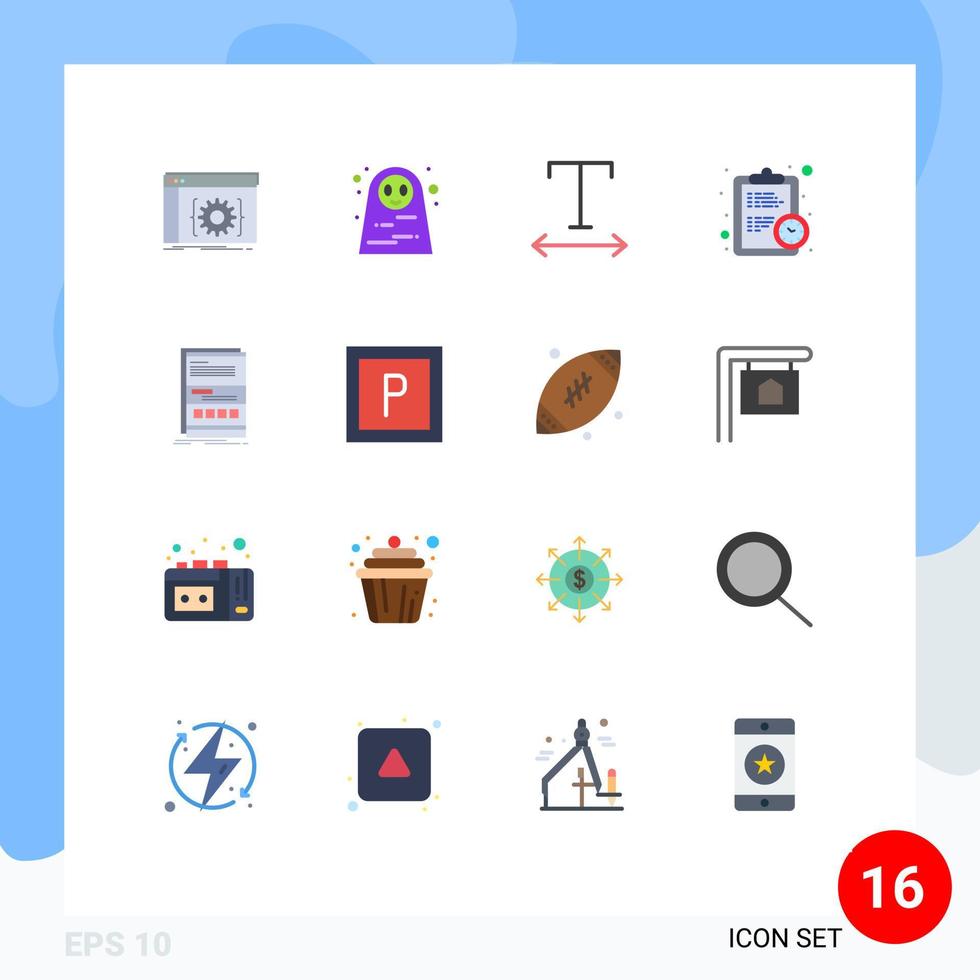 ensemble moderne de 16 couleurs et symboles plats tels que navigateur internet effrayant estimation délai modifiable pack d'éléments de conception de vecteur créatif