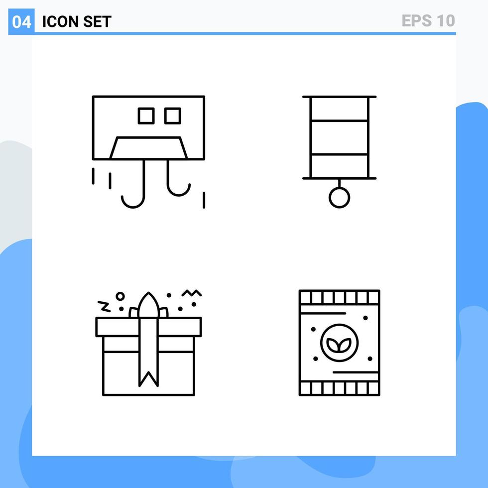 icônes modernes de style 4 lignes. symboles de contour à usage général. signe d'icône de ligne créative isolé sur fond blanc. Pack de 4 icônes. vecteur