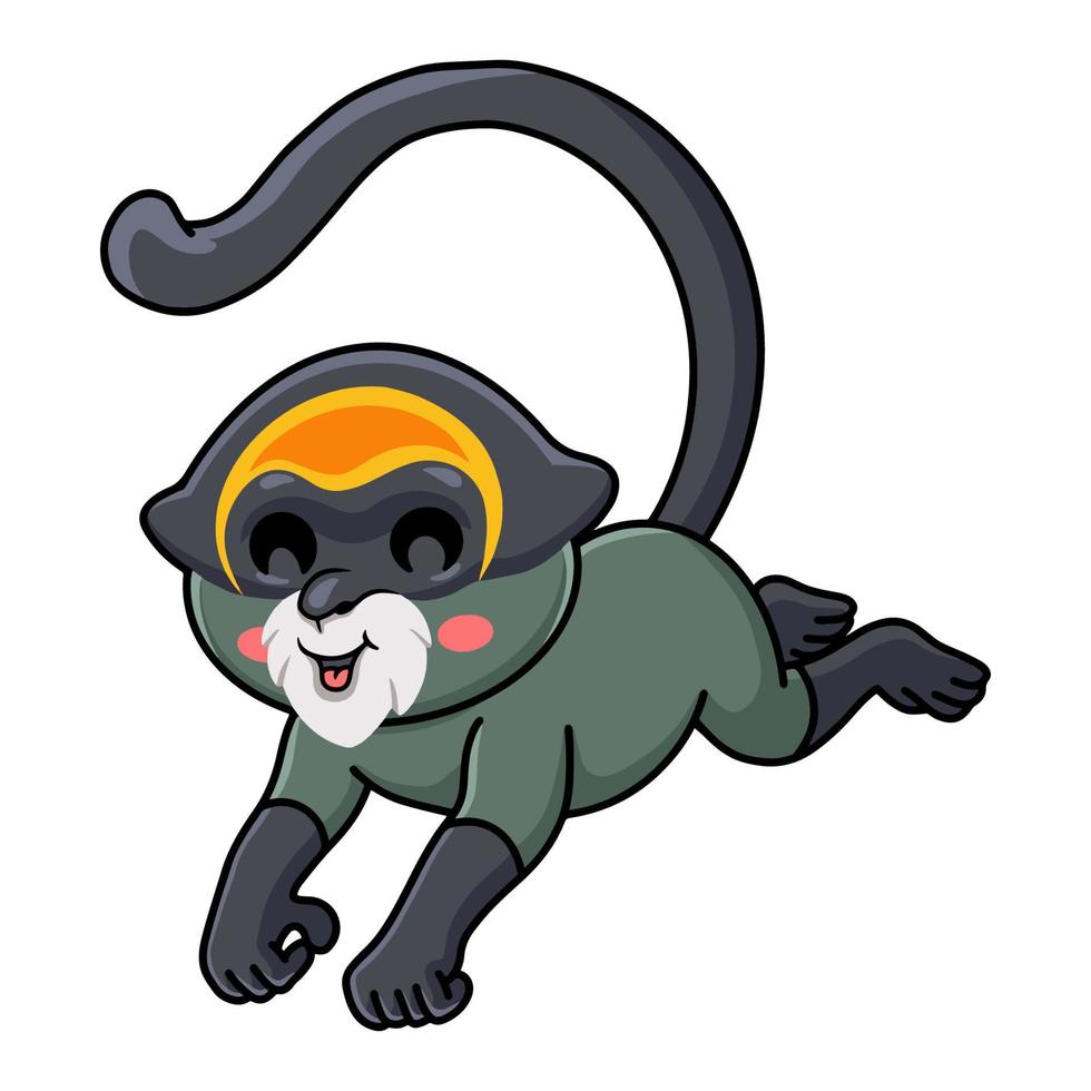 dessin animé mignon de singe de brazza sautant vecteur