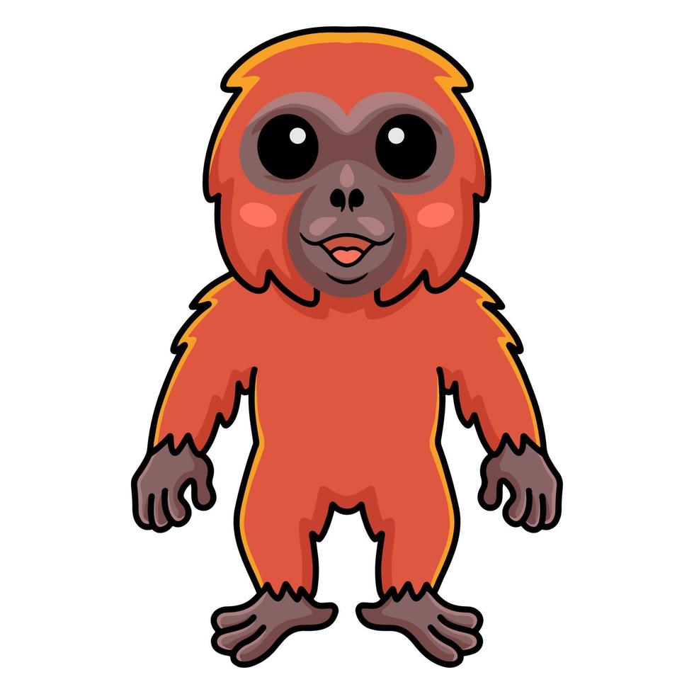 mignon petit dessin animé orang-outan debout vecteur