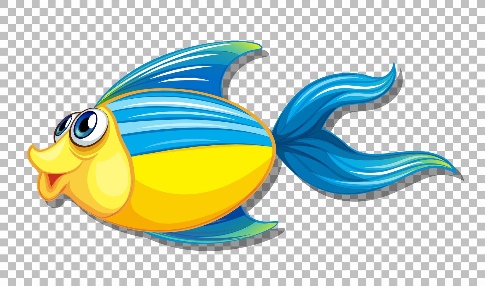 poisson mignon avec personnage de dessin animé de grands yeux sur fond transparent vecteur