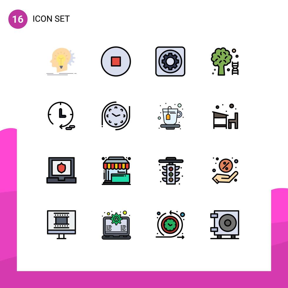 ensemble de 16 symboles d'icônes d'interface utilisateur modernes signes pour le temps connaissances scientifiques mécaniques d'arbres éléments de conception vectoriels créatifs modifiables vecteur