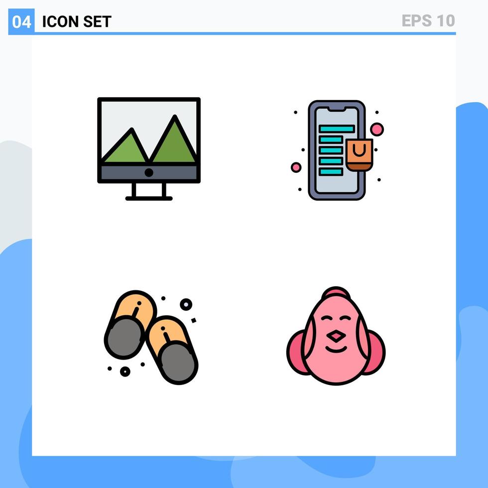 ensemble de 4 symboles d'icônes d'interface utilisateur modernes signes pour l'analyse pantoufles sac magasin en ligne oeuf éléments de conception vectoriels modifiables vecteur