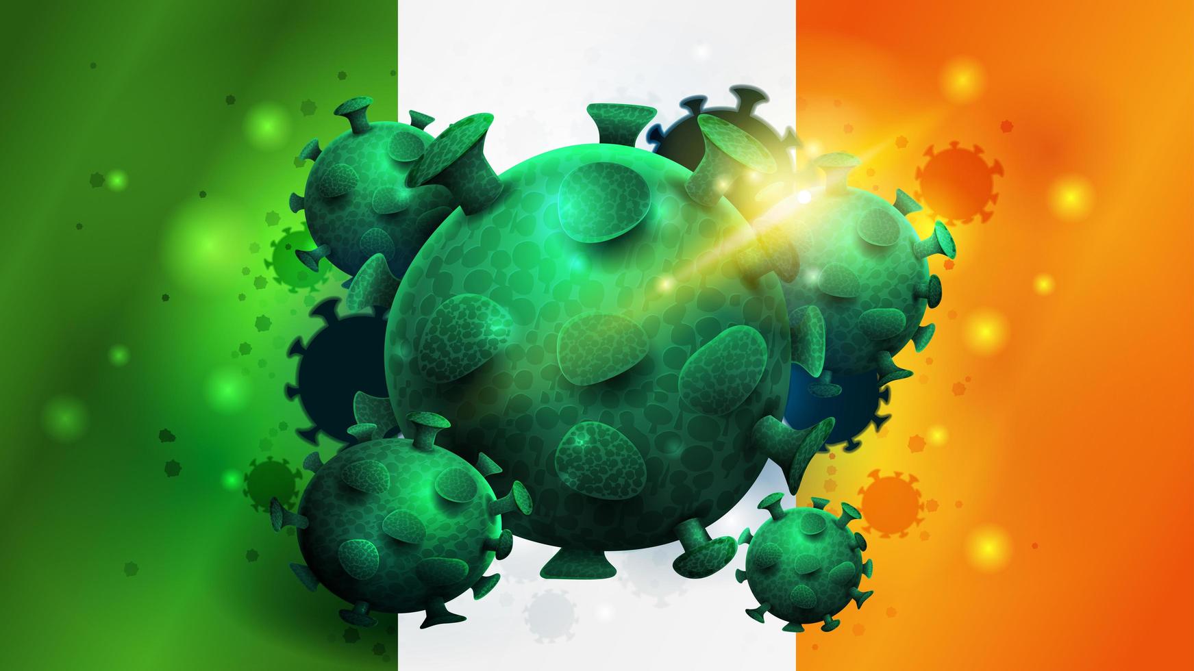 signe du coronavirus covid-2019 sur le drapeau de l'irlande vecteur