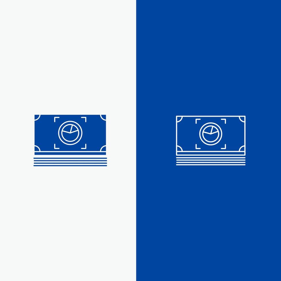 paquet d'argent dollar en espèces ligne et glyphe icône solide bannière bleue ligne et glyphe icône solide bannière bleue vecteur