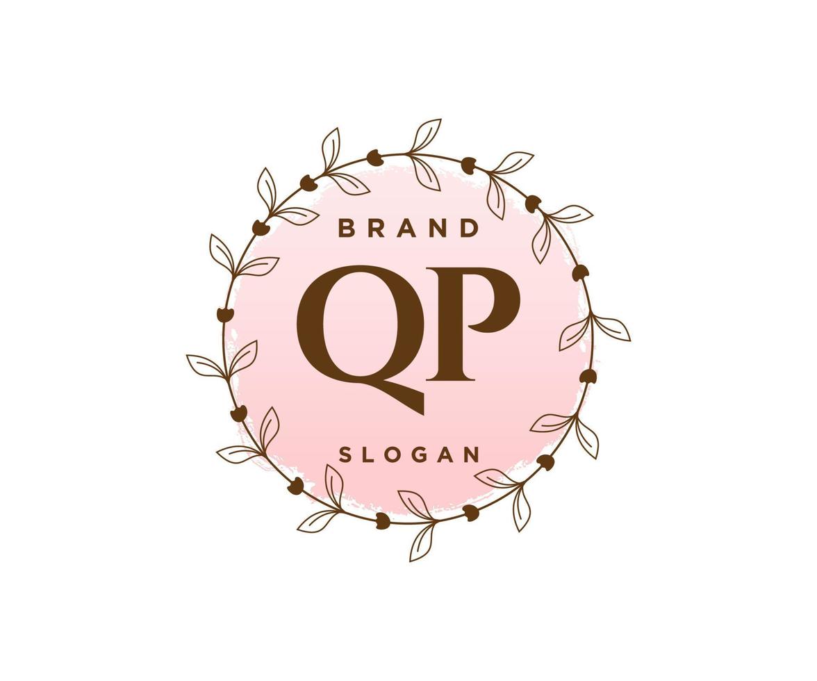 logo féminin initial qp. utilisable pour les logos nature, salon, spa, cosmétique et beauté. élément de modèle de conception de logo vectoriel plat.