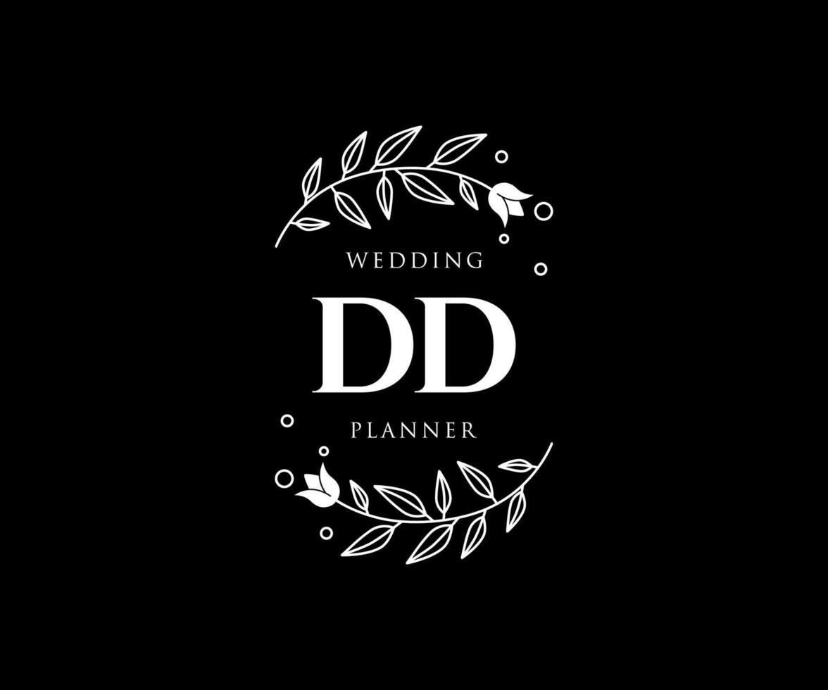 dd initiales lettre collection de logos de monogramme de mariage, modèles minimalistes et floraux modernes dessinés à la main pour cartes d'invitation, réservez la date, identité élégante pour restaurant, boutique, café en image vectorielle vecteur