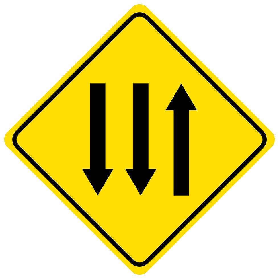 panneau d'avertissement de trafic jaune sur fond blanc vecteur