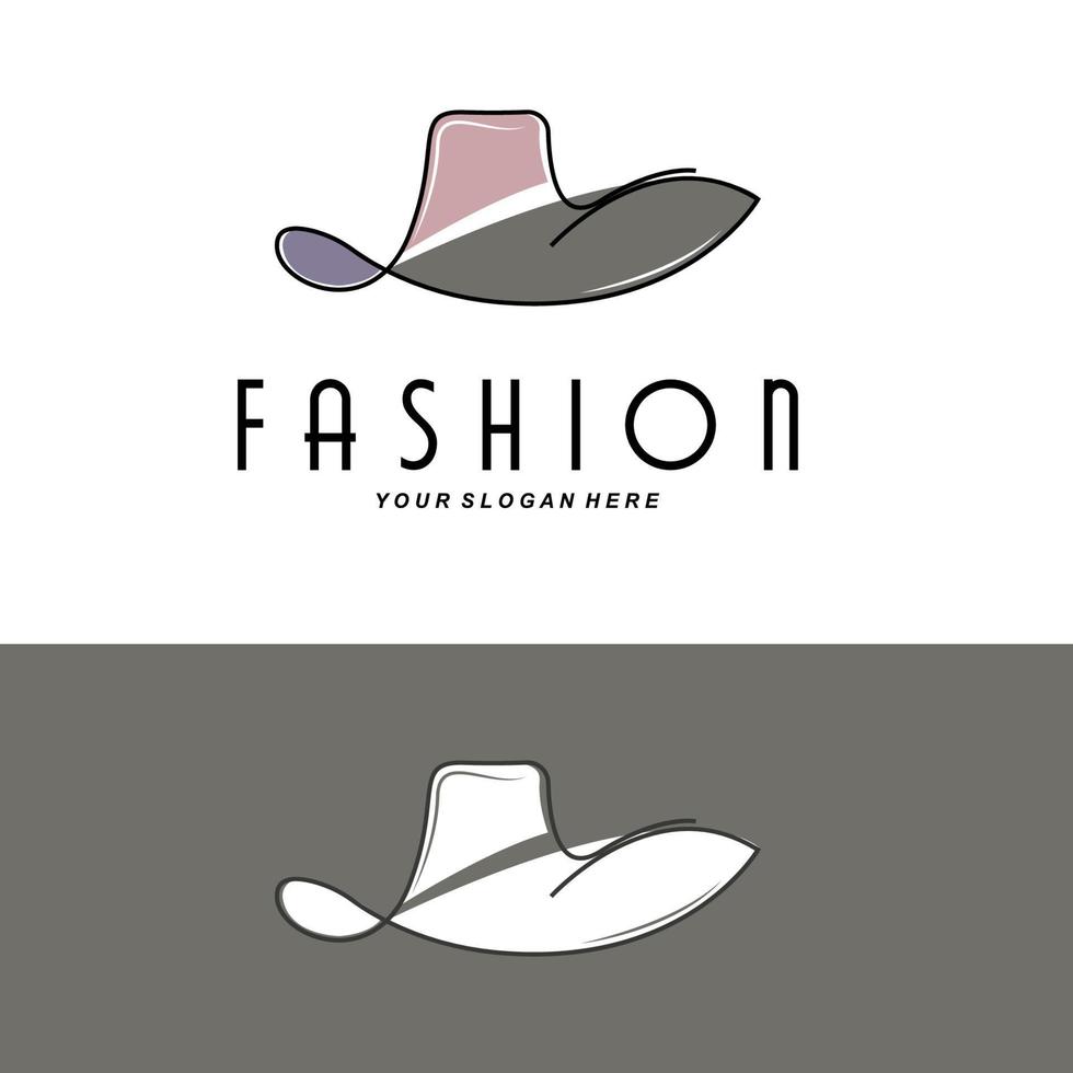 illustration de conception de logo de chapeau pour femme accessoires de beauté de mode et soin de marque de produit vecteur