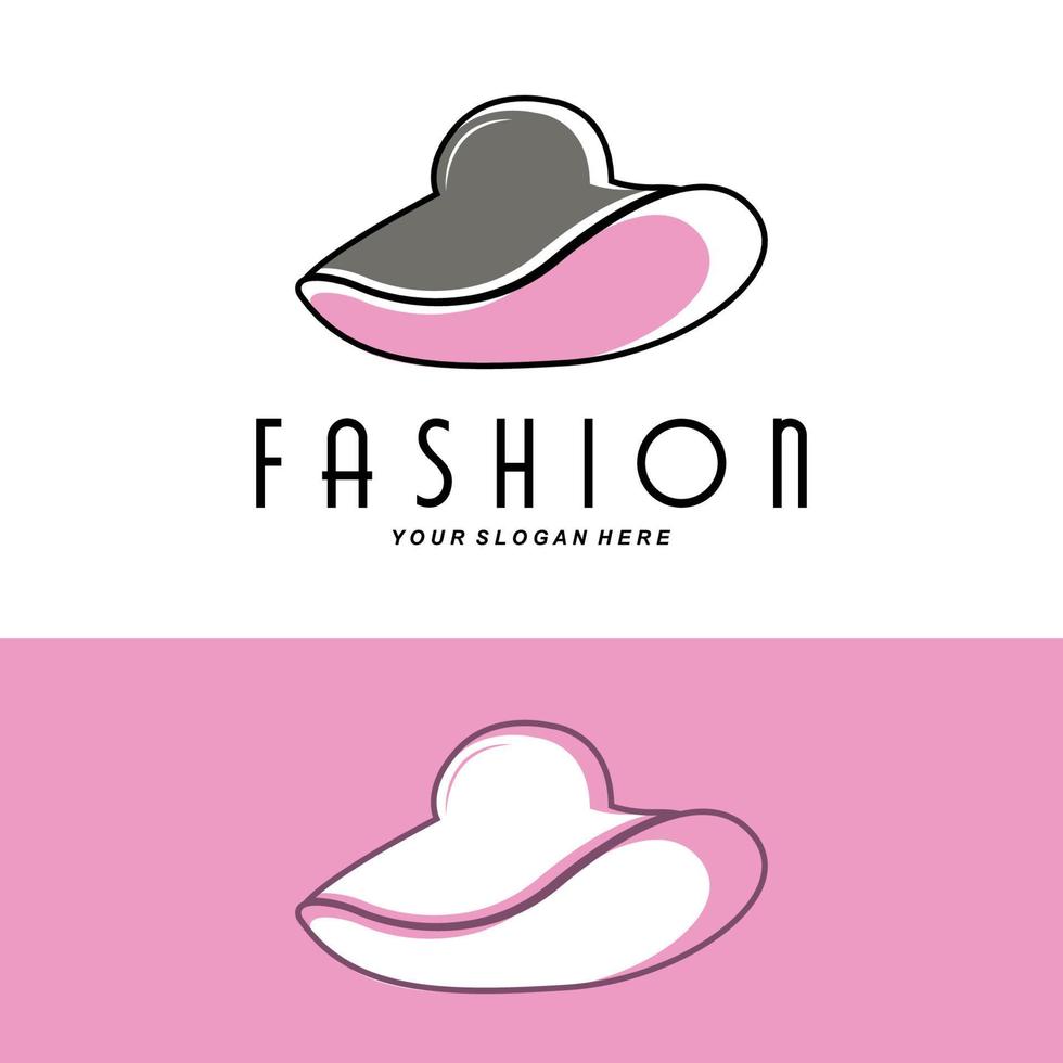 illustration de conception de logo de chapeau pour femme accessoires de beauté de mode et soin de marque de produit vecteur