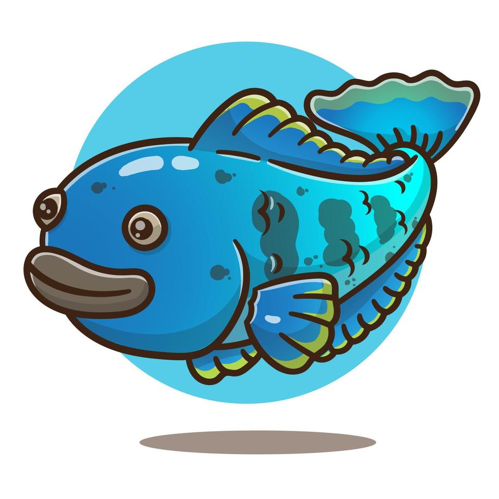 illustration d'un vecteur de poisson à tête de serpent bleu dessin animé mignon bon pour l'autocollant, le logo, l'éducation