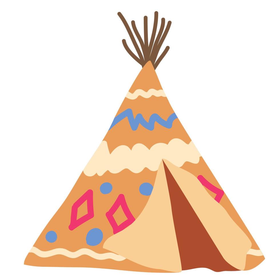 tipi ou wigwam, habitation des nations du nord du canada, sibérie, amérique du nord illustration sur fond blanc vecteur