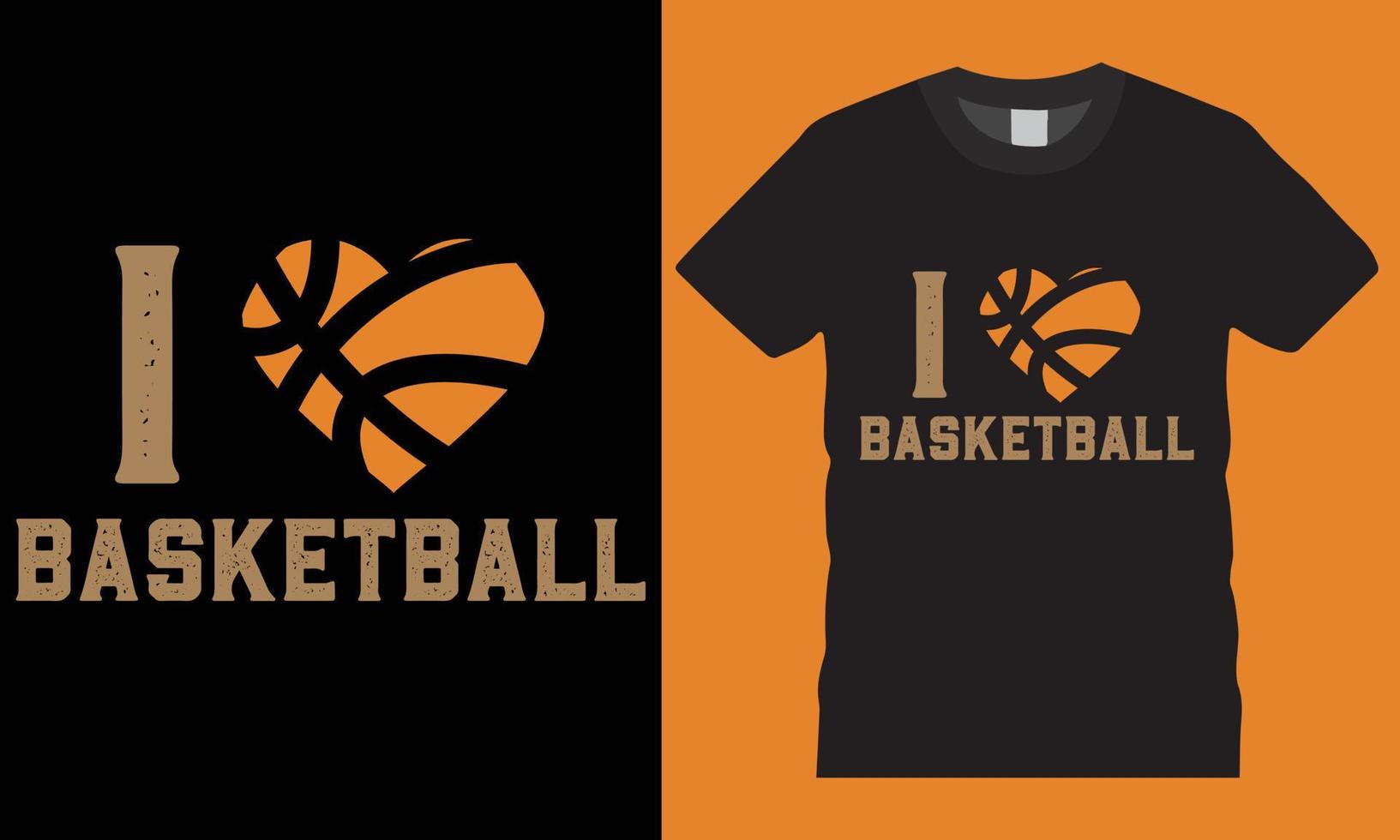 typographie j'aime le vecteur de conception de t-shirt créatif de basket-ball