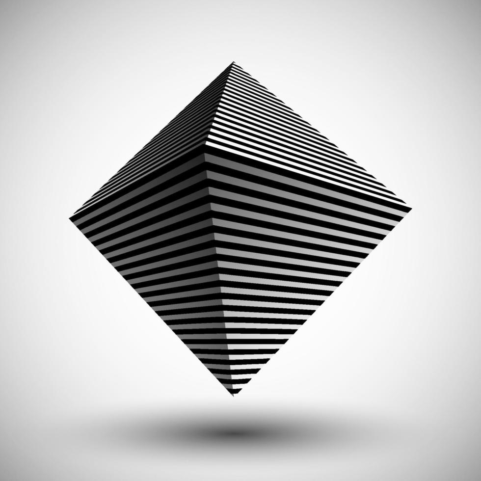cube rayé 3d sur fond bleu. illustration vectorielle d'illusion d'optique. vecteur