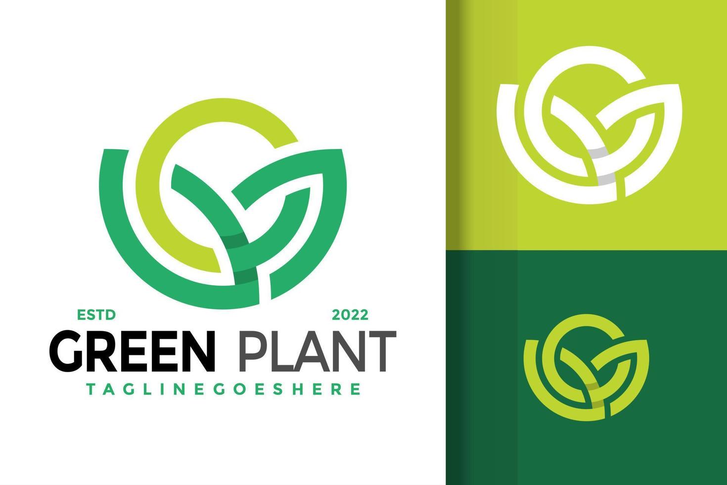 création de logo de plante verte nature, vecteur de logos d'identité de marque, logo moderne, modèle d'illustration vectorielle de dessins de logo