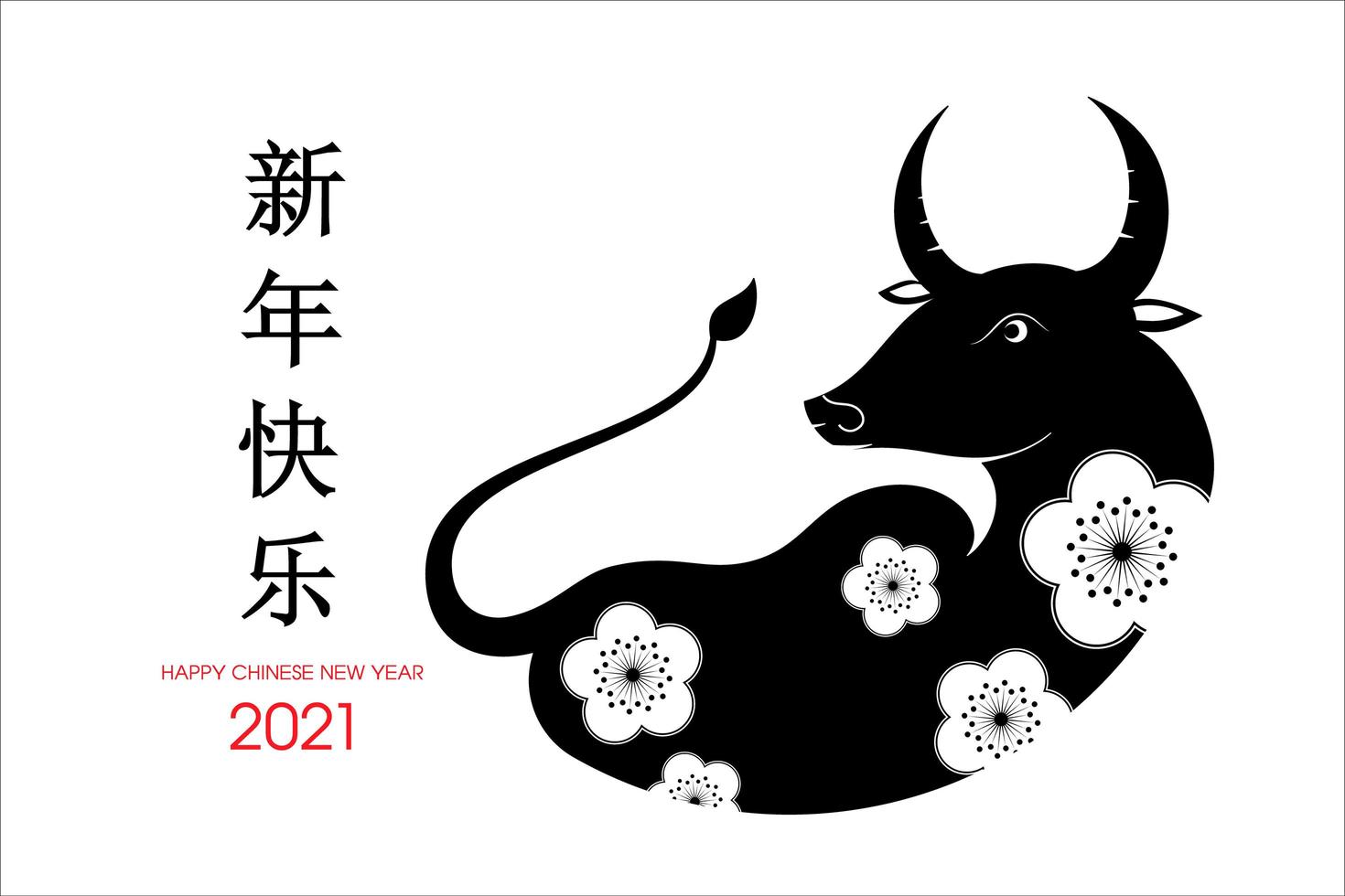 nouvel an chinois 2021 année du bœuf vecteur