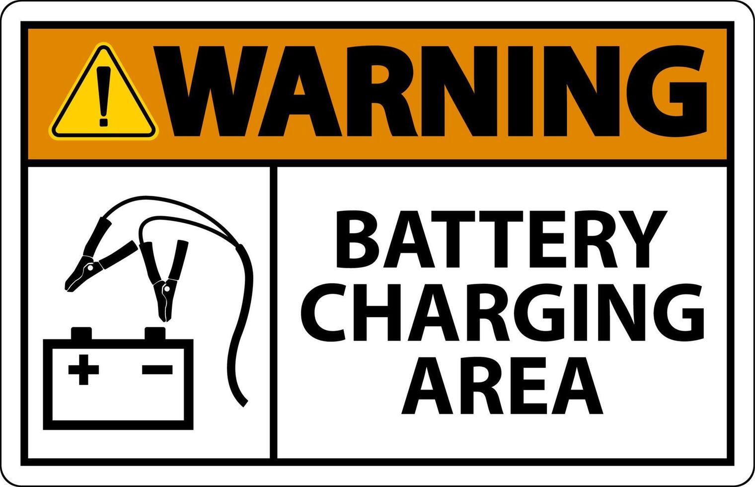 Avertissement de la zone de chargement de la batterie signe sur fond blanc vecteur