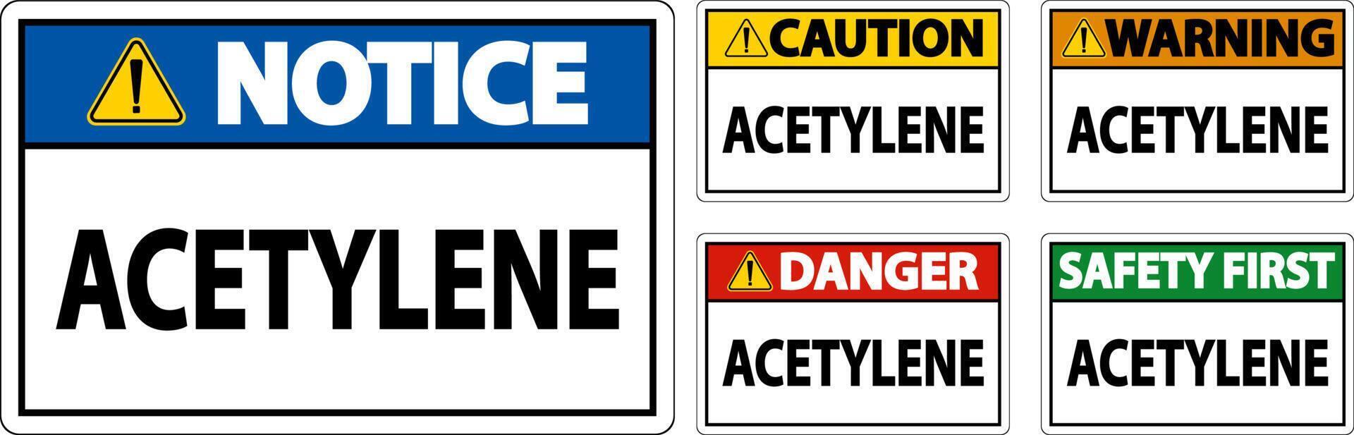 Danger acétylène signe sur fond blanc vecteur