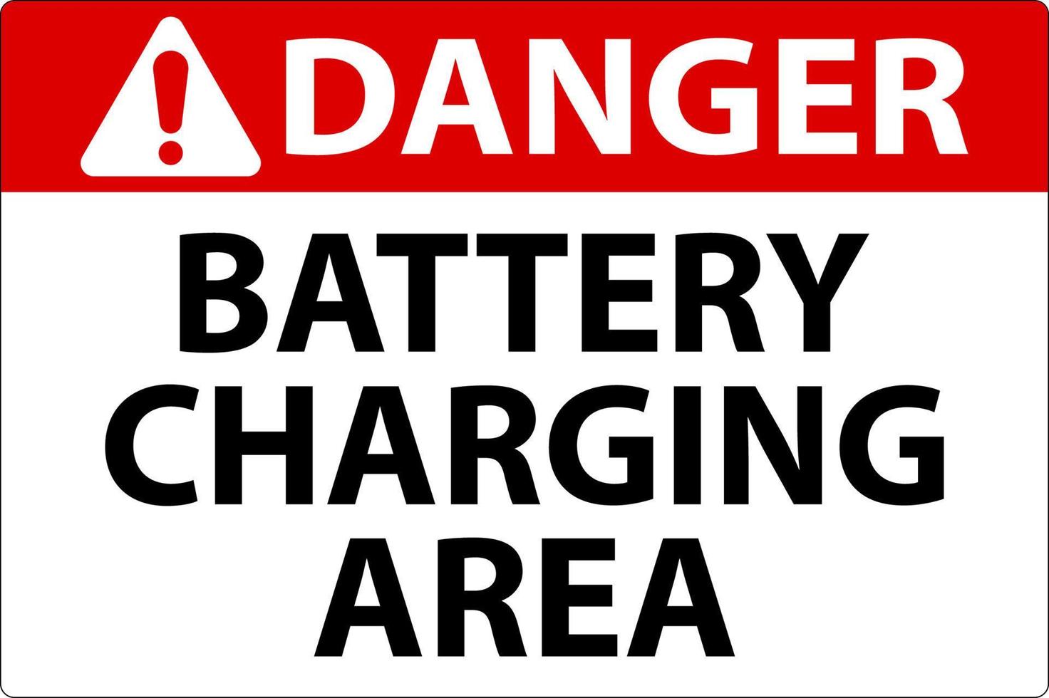 Zone de charge de la batterie de danger signe sur fond blanc vecteur