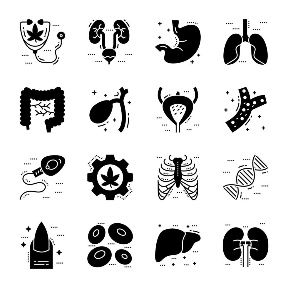 pack d'icônes de glyphes médicaux vecteur