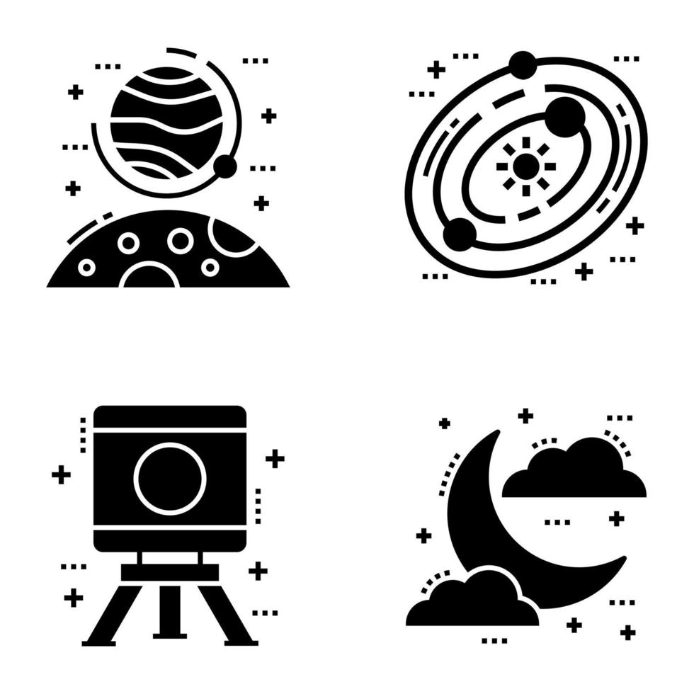 ensemble d'icônes de glyphe d'éléments spatiaux vecteur