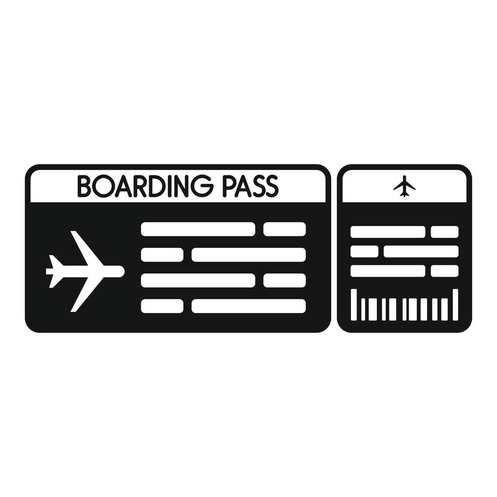 vecteur simple d'icône de billet d'avion de vacances. passe d'avion