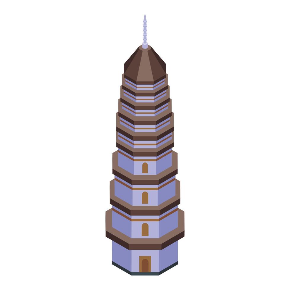 vecteur isométrique d'icône de pagode asiatique. bâtiment chinois
