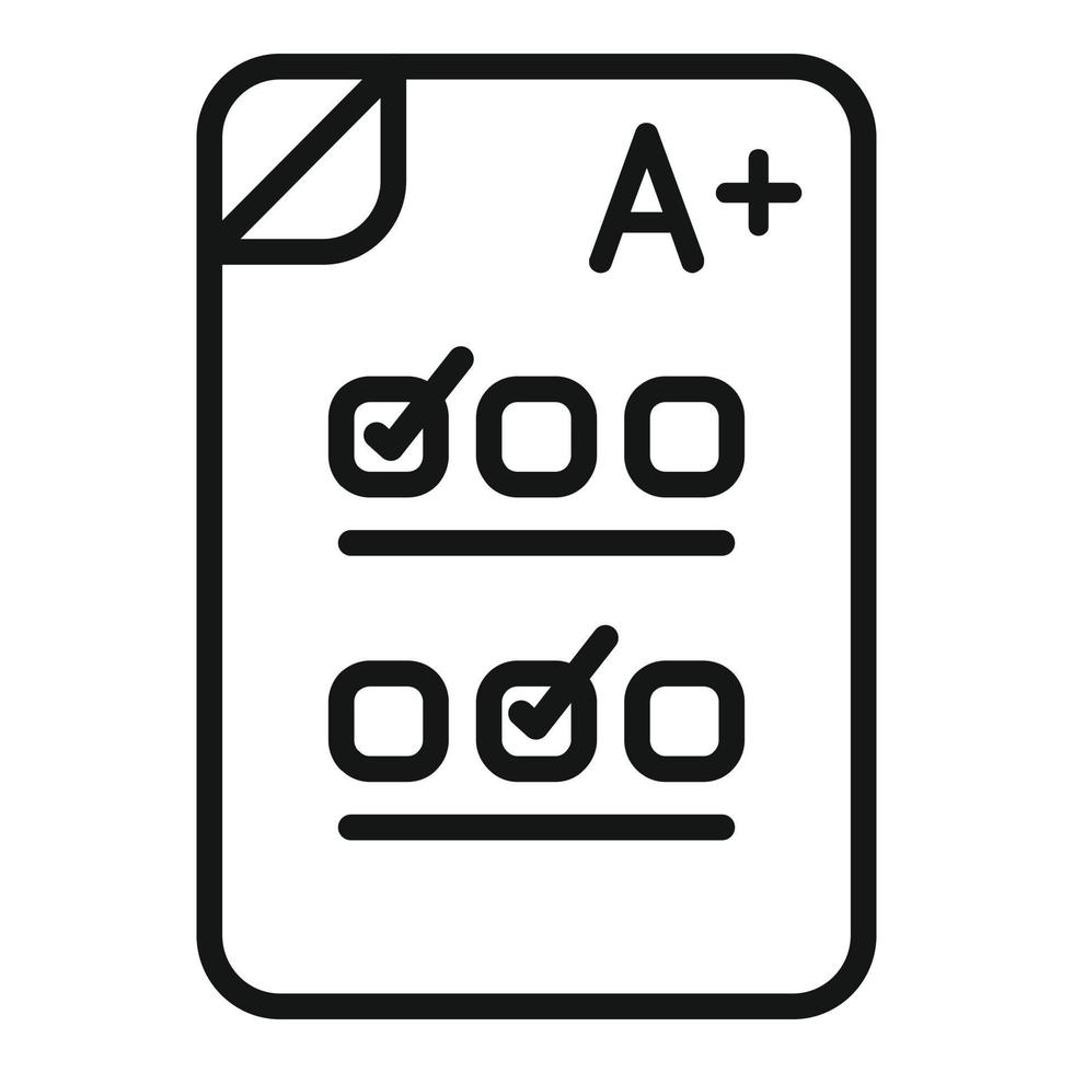 vecteur de contour d'icône de test d'enquête. examen scolaire