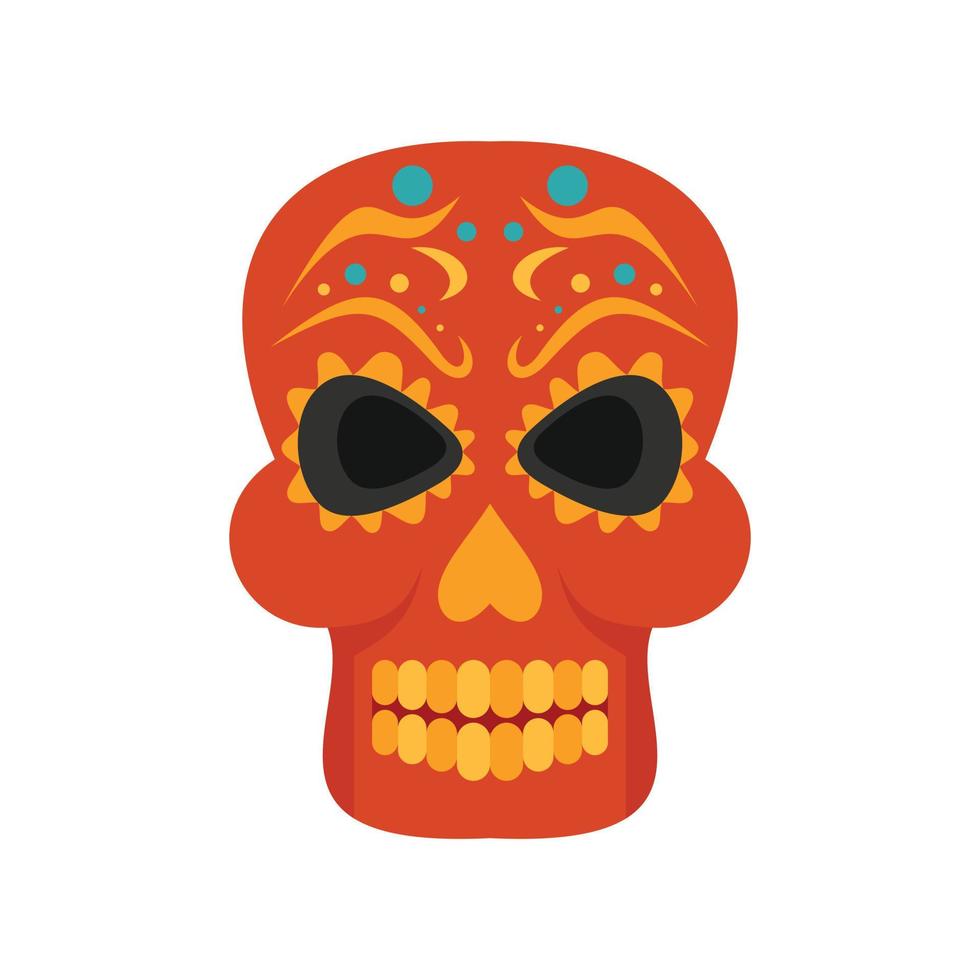 icône de crâne mexicain mort vecteur isolé plat