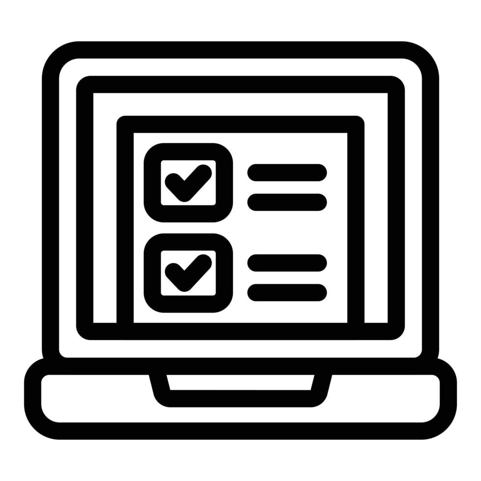 vecteur de contour d'icône de vote d'ordinateur portable. scrutin électoral