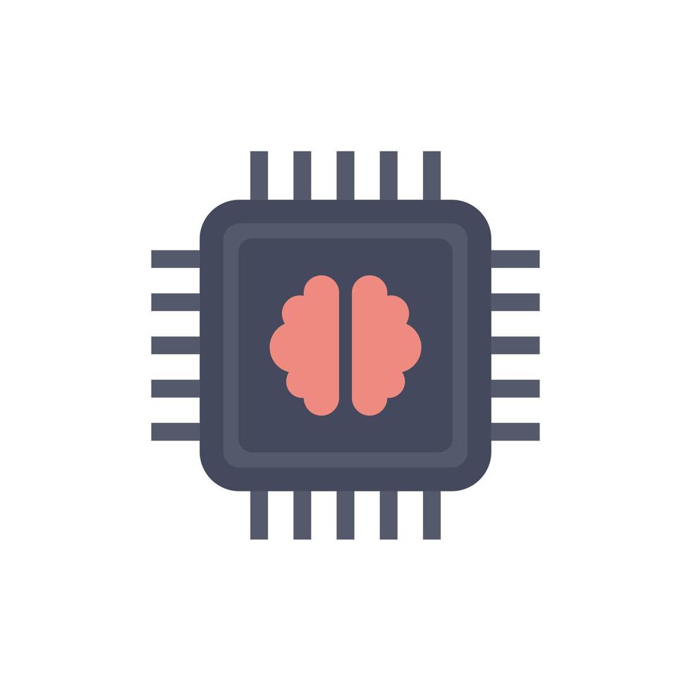 cerveau ai processeur icône plat vecteur isolé