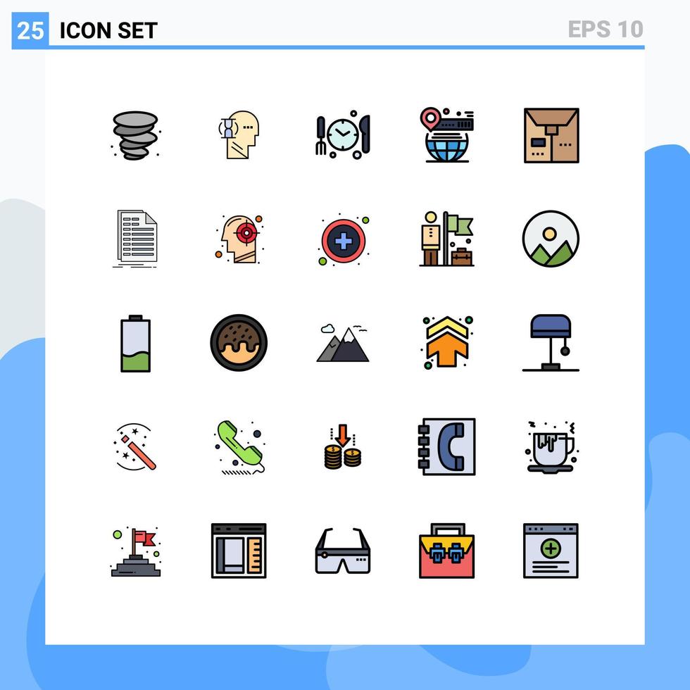 25 icônes créatives signes et symboles modernes des éléments de conception vectoriels modifiables du monde du site Web de package commerce dnner vecteur