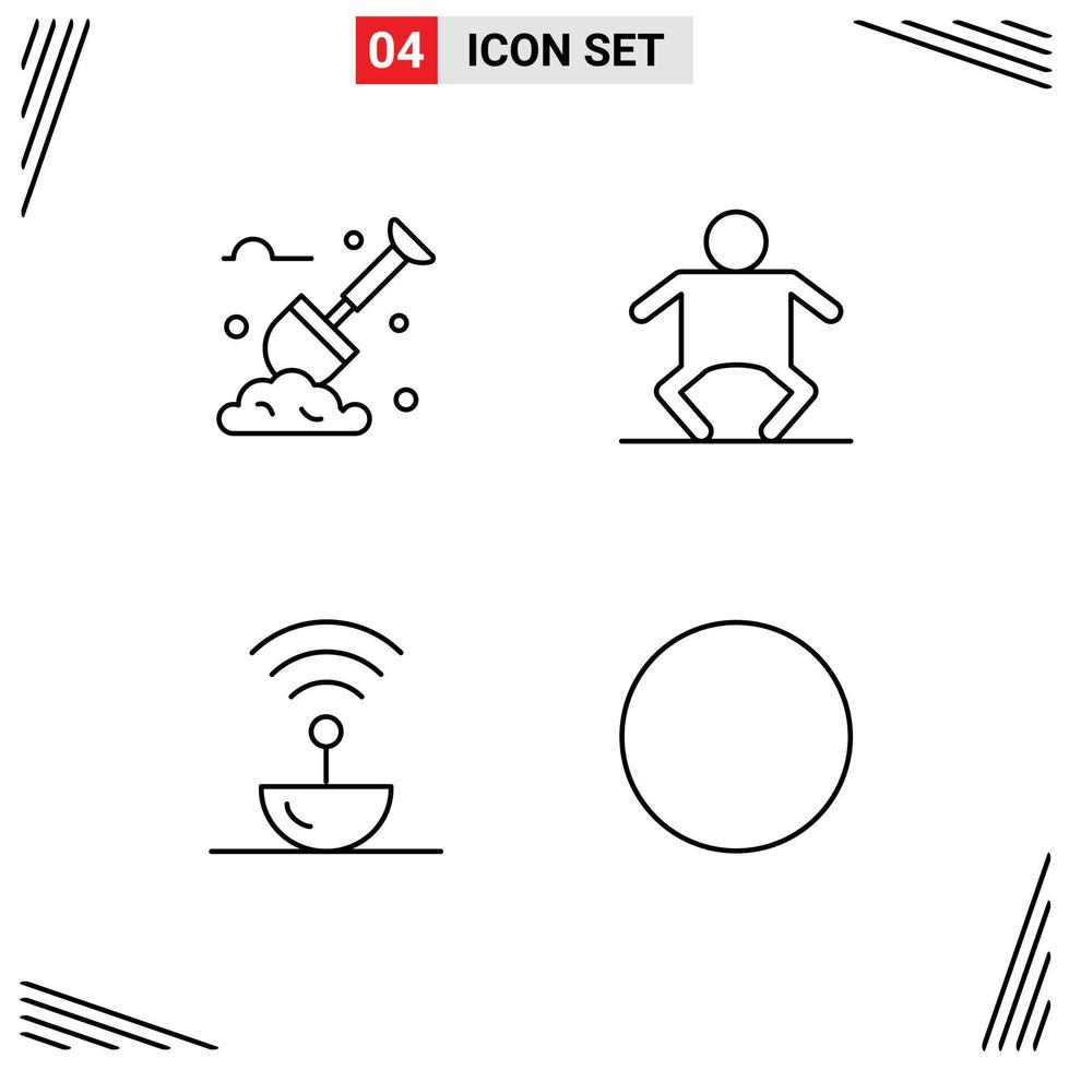 ensemble de 4 symboles d'icônes d'interface utilisateur modernes signes pour spade science plantes kid espace éléments de conception vectoriels modifiables vecteur