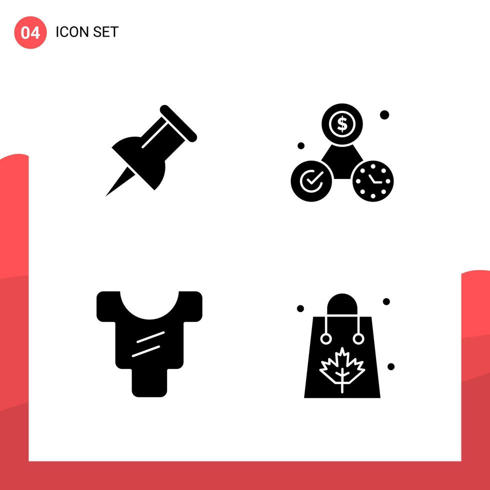 pack de 4 icônes de glyphes universels pour les supports d'impression sur fond blanc vecteur