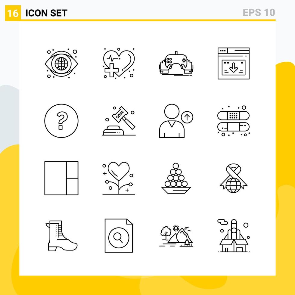collection de 16 icônes de ligne universelles. jeu d'icônes pour le web et le mobile. vecteur