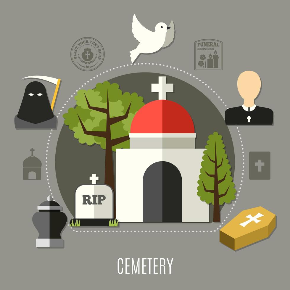 tableau conceptuel du cimetière vecteur