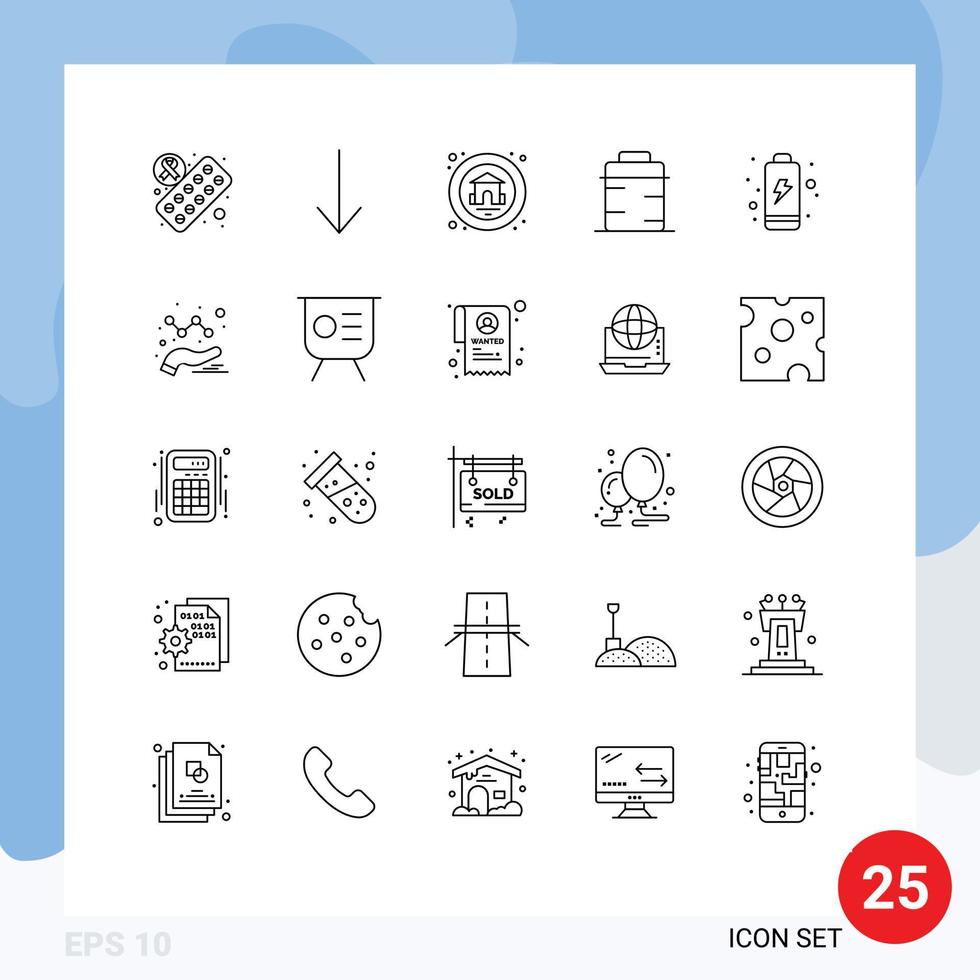 concept de 25 lignes pour les sites Web mobiles et applications analyse graphique éléments de conception vectoriels modifiables de batterie électrique pan vecteur