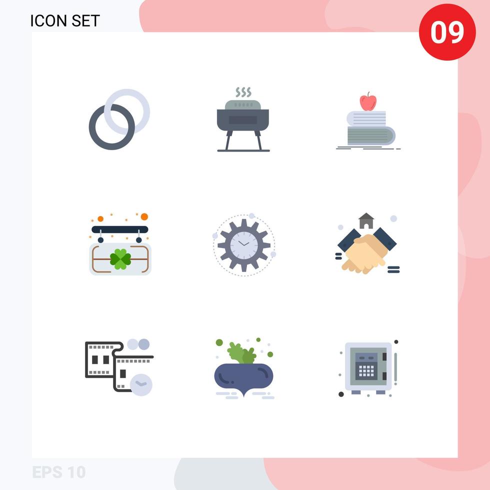 ensemble de 9 symboles d'icônes d'interface utilisateur modernes signes pour la gestion patrick retour à l'école saint apple éléments de conception vectoriels modifiables vecteur