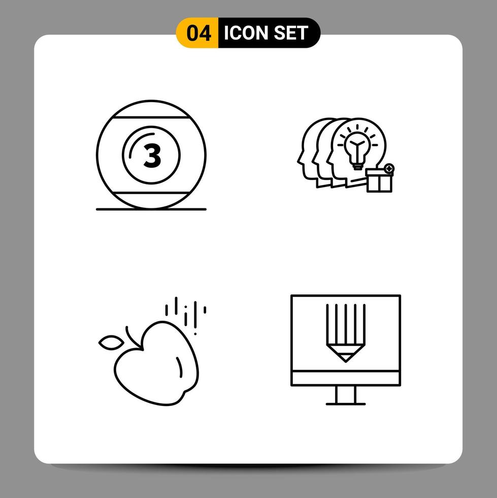 4 symboles de contour du pack d'icônes noires signes pour des conceptions réactives sur fond blanc 4 icônes définies vecteur