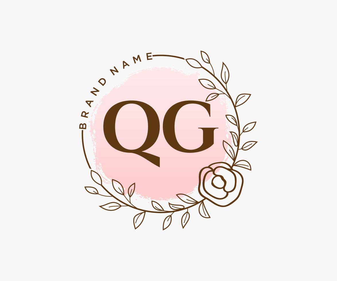 logo féminin qg initial. utilisable pour les logos nature, salon, spa, cosmétique et beauté. modèle de conception de logo vectoriel plat