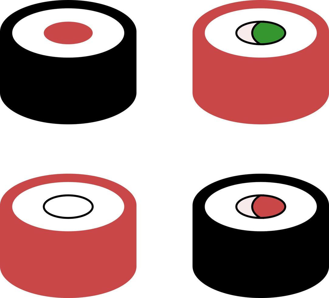forme ronde de rouleau de sushi, vecteur d'icône.