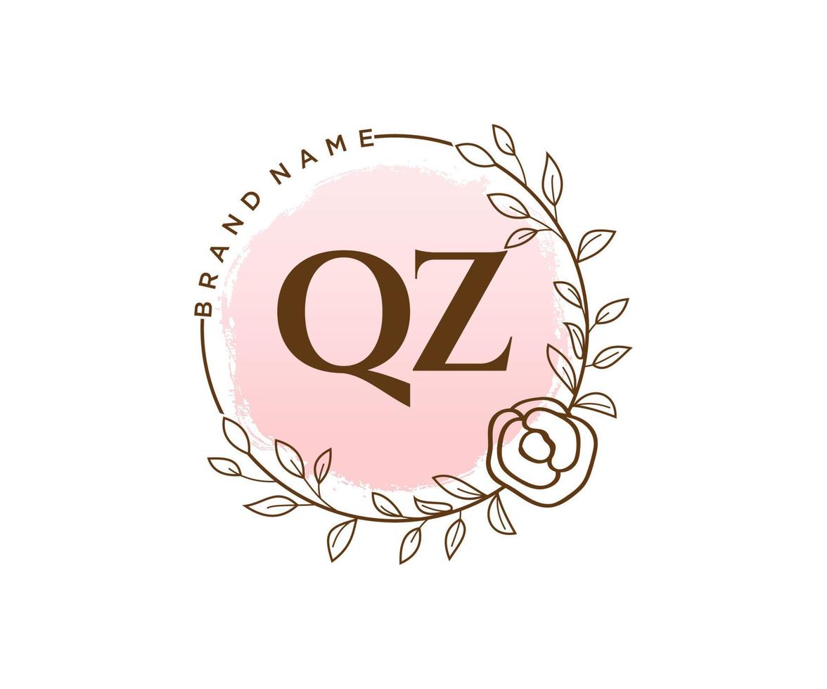 logo féminin qz initial. utilisable pour les logos nature, salon, spa, cosmétique et beauté. élément de modèle de conception de logo vectoriel plat.