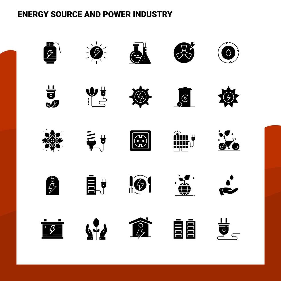 25 jeu d'icônes de source d'énergie et de l'industrie de l'énergie modèle d'illustration vectorielle d'icône de glyphe solide pour des idées web et mobiles pour une entreprise vecteur