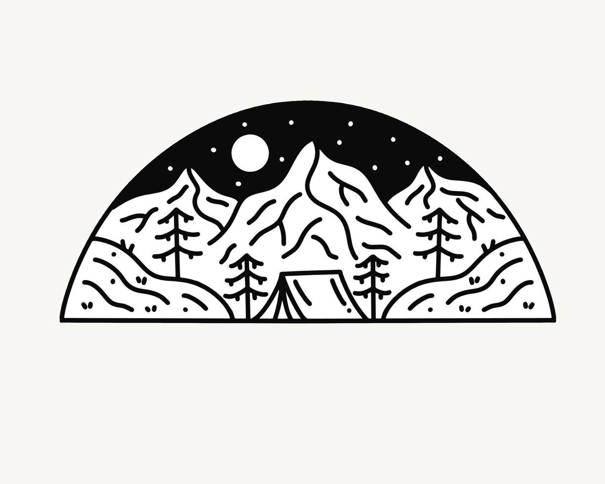 camping sous des millions d'étoiles nature design pour badge patch emblème graphique vecteur art t-shirt design