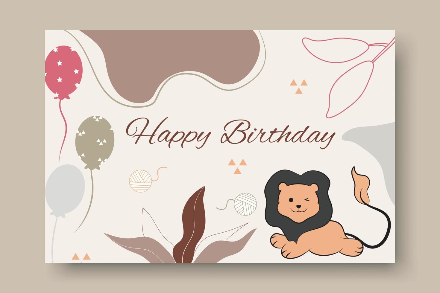 fond de modèle de carte d'anniversaire animal enchanteur vecteur