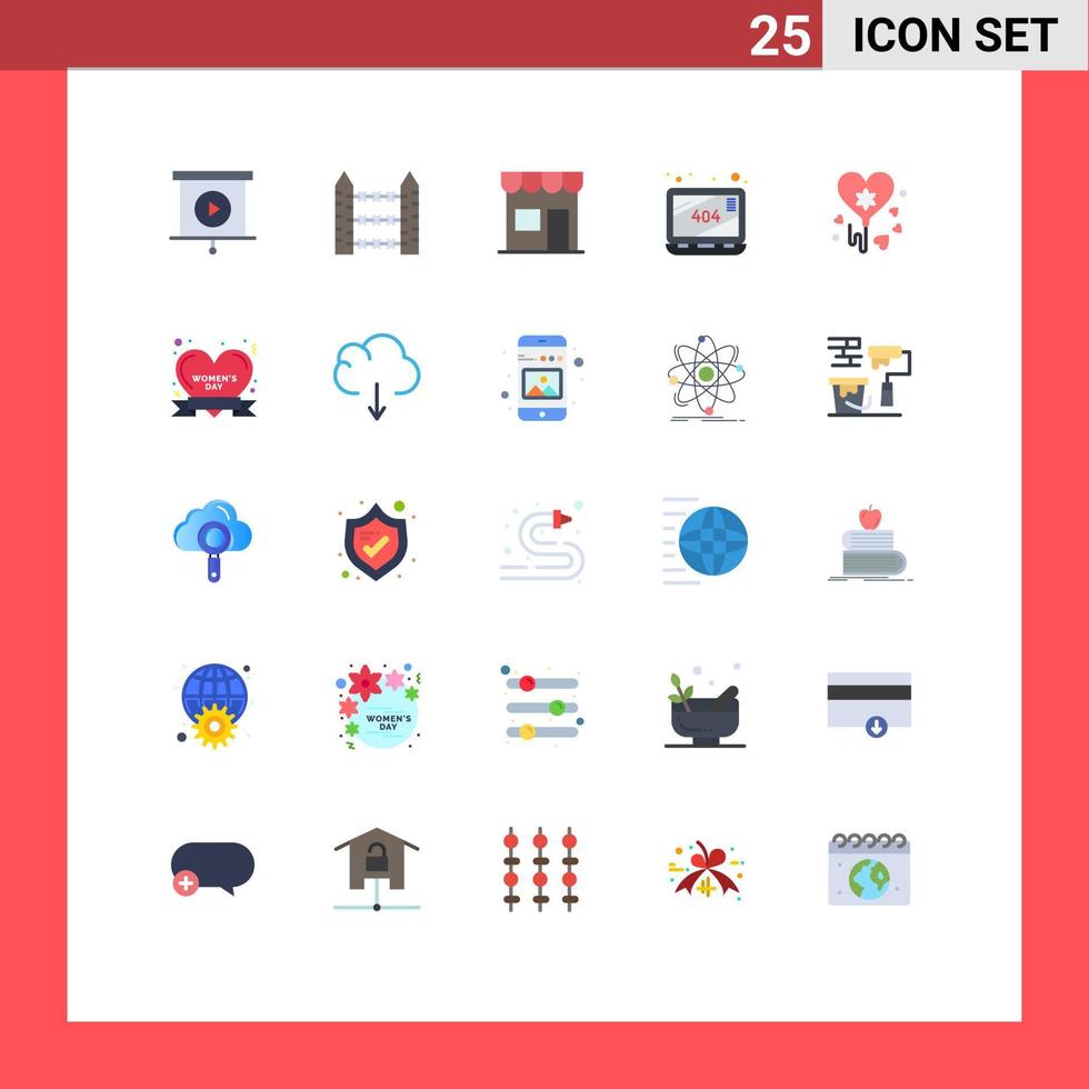 ensemble de 25 symboles d'icônes d'interface utilisateur modernes signes pour la construction de site Web d'anniversaire éléments de conception vectoriels modifiables de boutique manquants vecteur