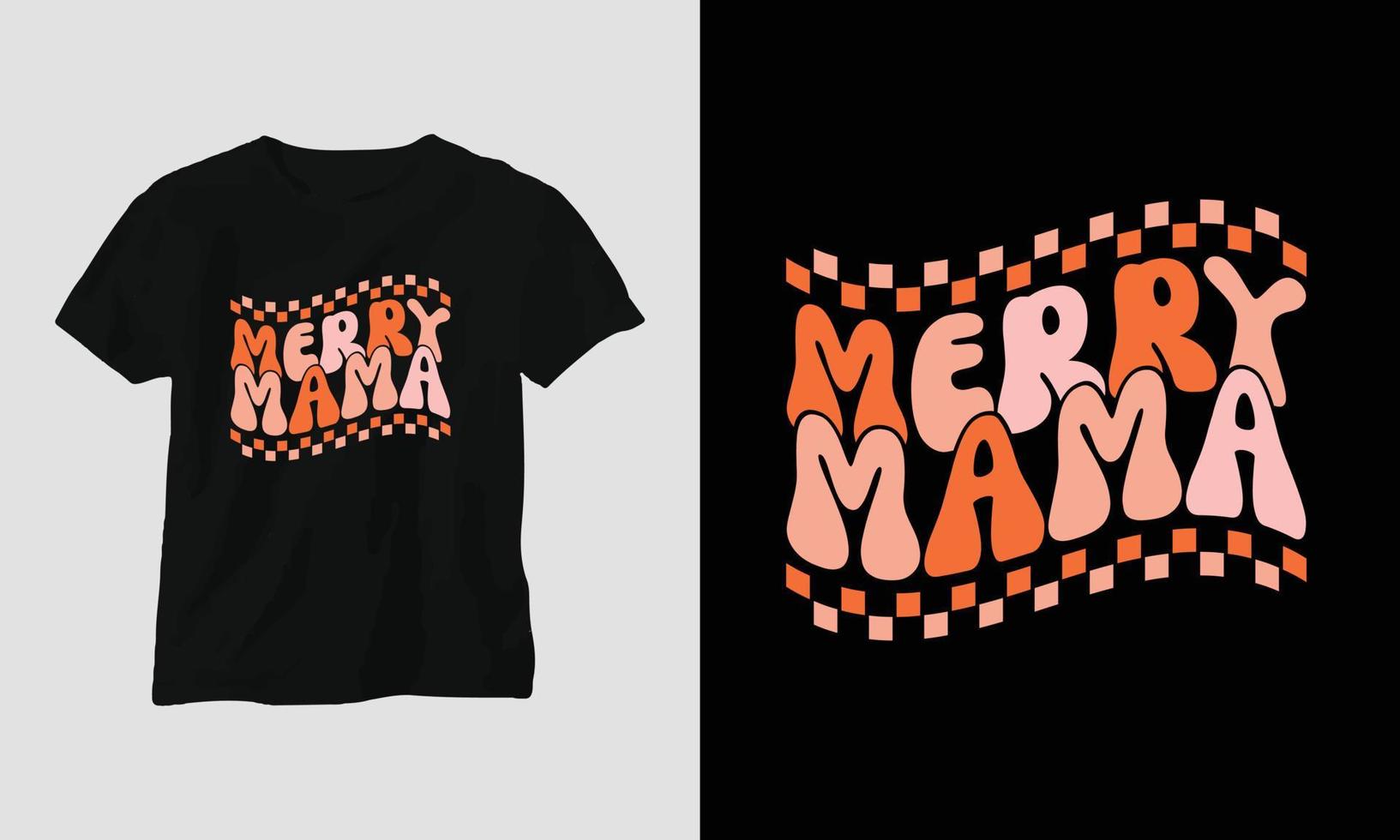 merry mama - conception de t-shirt et de vêtements groovy rétro de noël. vecteur